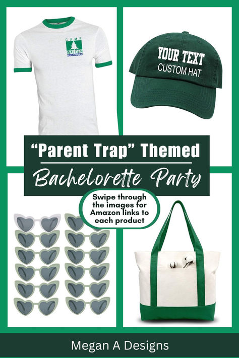 Shop these "Parent Trap" themed bachelorette gifts on Amazon by clicking the links on each individual item. Host a Camp Walden bachelorette weekend with these fun goodies! Parent Trap Birthday Party, Parent Trap Bachelorette Party, Bachelorette Goodies, Parent Trap, Bachelorette Party Weekend, 30th Party, Bach Party, Bachelorette Party Themes, Bachelorette Gifts