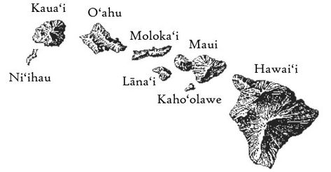 The Hawaiian Islands Hawaii Island Tattoo, Hawaiian Island Tattoo, Hawaiian Islands Map, Hawaiian Language, Hawaii Tattoos, Island Tattoo, Borneo Tattoo, Moving To Hawaii, Map Tattoos