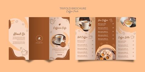 Delicious coffee trifold brochure coffee... | Free Psd #Freepik #freepsd #brochure #coffee #template #shop Pamphlet Design Creative, Cafe Brochure, Unique Brochure Design, Unique Brochures, Tourism Design, Brochure Design Layouts, Brochure Design Creative, Brochure Design Layout, Trifold Brochure Design