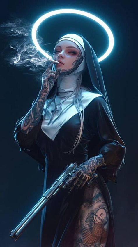 Nun Art, Female Samurai Art, Female Samurai, Kawaii Drawing, Female Artwork, Cosplay Kawaii, Dark Art Tattoo, Naruto Cosplay, Cyberpunk Character