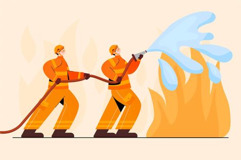 Firefighter Illustration, Fire Horse, Fire Station, Vector Hand, A Fire, The Fire, Firefighter, Graphic Resources, Hand Drawn