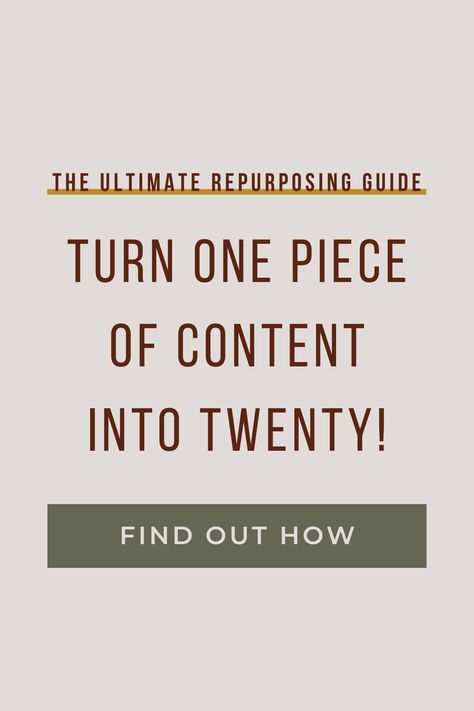 there’s no reason why you SHOULDN’T be able to create multiple pieces of content from a single topic. Today on the blog, I’m sharing How to Turn One Piece of Content into 20+ (Ultimate Repurposing Guide) #repurposing #contentcreation | Brandmerry.com/blog Storytelling Marketing, Content Repurposing, Coach Branding, Feminine Business, Repurposing Content, Art Challenges, Social Web, Branding Coach, Blogging 101