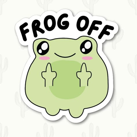 Middle Finger Sticker, Cute Frog Sticker, Funny Laptop Stickers, Dark Humor Sticker, Amphibian Art, Water Bottle Sticker, Frog Lover Gift Preppy Sticker Ideas, Frog Stickers, How To Draw Fingers, Auto Sticker, Mushroom Frog, Funny Laptop Stickers, Preppy Stickers, Reminder Stickers, Sticker Printing