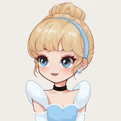 Chibi Disney Princess, Cinderella Icon, Cinderella Anime, Chibi Princess, Chibi Disney, Disney Character Drawings, Easy Disney Drawings, Cartoon Drawings Disney, Disney Princess Artwork