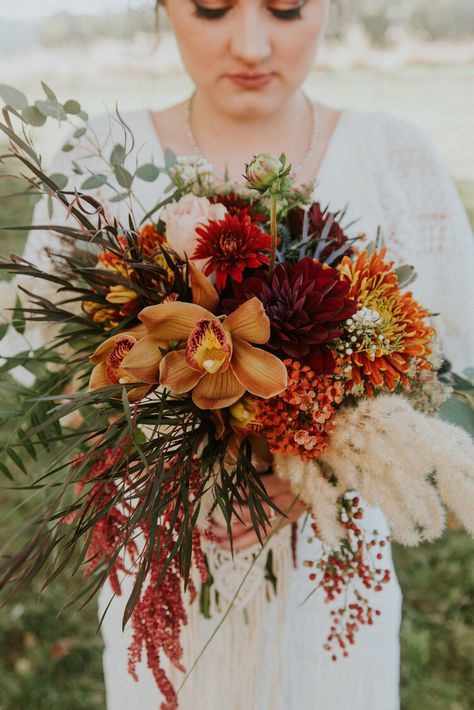 Burgundy Bouquet, Orange Bouquets, Fall Bridesmaids, Red Bouquet Wedding, Fall Floral Arrangements, Artificial Bouquet, Cascade Bouquet, Silk Flowers Wedding, Fall Wedding Bouquets