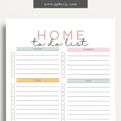 Printable To Do List Free Templates Cute, Aesthetic Todo List Template, Home To Do List, Todo List Printable, Monthly Chores, Home Organization Printables, Todo List Template, Printable Todo List Templates, To Do List Printable