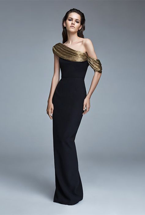 Evening Black Dresses Elegant, Black And Gold Dress Outfit, Winter Evening Dress, Black And Gold Outfit, Prom Dress Couture, Baju Kahwin, Black And Gold Dress, Couture Gowns, Glam Dresses