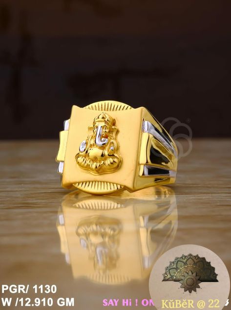 KUBER JEWELLERS B7 Men’s Ring Design Gold, Gold Rings For Men Indian Gods, Ganesh Rings For Men Gold, Gents Gold Ring Design, Gents Ring Design, Gents Gold Ring, Man Gold Bracelet Design, Gold Pendants For Men, Mens Ring Designs