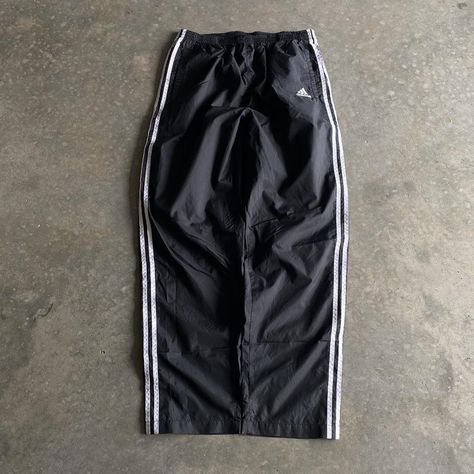 Vintage 90’s Baggy Black Adidas Button Down Track... - Depop Vintage Sweatpants, Baggy Sweatpants, 90s Baggy, Pants Baggy, Adidas Vintage, Adidas Sweatpants, Gym Essentials, Adidas Pants, Vintage Adidas