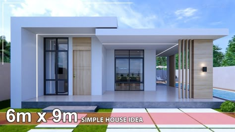 House Designs Exterior One Floor, Flat Modern House Design, Flat Roof Pool House, Beautiful Bungalows Designs, Flat Roofed Houses Design, Bungalow Roof Design, Small Luxury House Design, 1 Bedroom House Plans Modern, Small Modern House With Pool