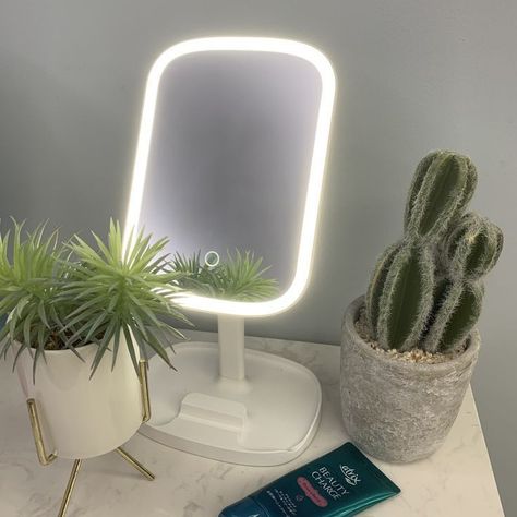 Makeup Mirror Desk, Mirror For Makeup Table, Light Up Table Mirror, Small Mirror For Desk, Aesthetic Mirror With Lights, Led Desk Mirror, Makeup Light Mirror, Portable Makeup Mirror, Light Up Desk Mirror