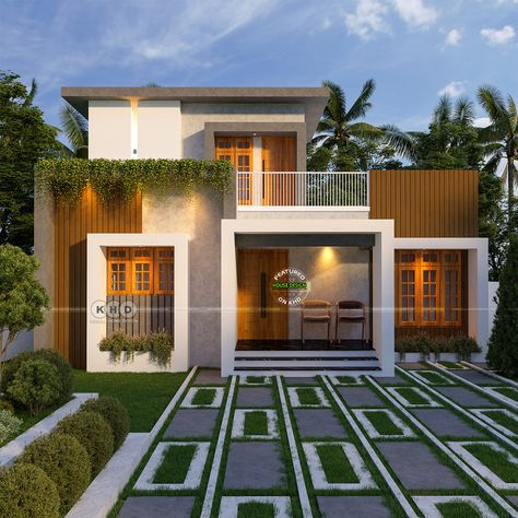 Modern Flat Roof House Architecture Flat Roof Exterior Design, Small Home Design Ideas House Plans, Small Nice Houses, Small Contemporary House Exterior, Architecture Elevation Design, Contemporary House Exterior Kerala, House Design Single Floor, Small House Design Kerala, Elevation House