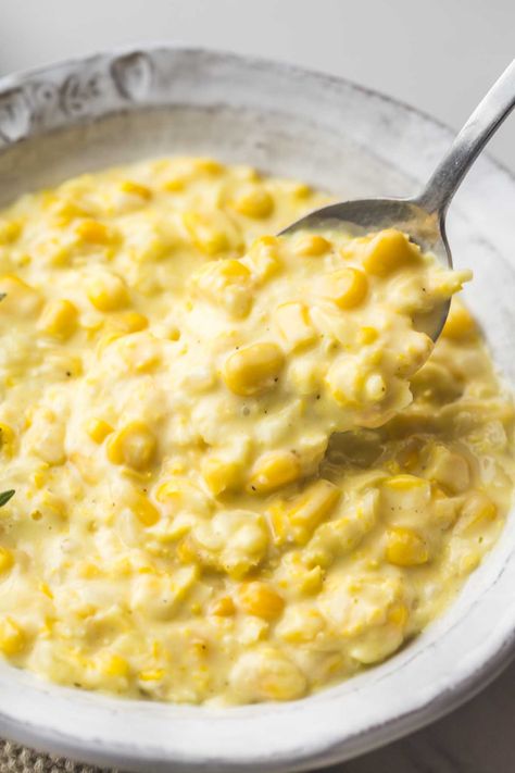 Make this easy classic creamed corn from scratch, and never buy canned again! Creamed corn is a simple and tasty Southern side dish, perfect to serve at the Holidays or your next summer BBQ! #creamedcorn Cream Corn From Canned Corn, Creamed Corn Recipe Easy, Sweet Cream Corn, Southern Sides, Homemade Cream Corn, Corn Recipes Side Dishes, Creamed Corn Recipes, Cream Corn, Cream Style Corn