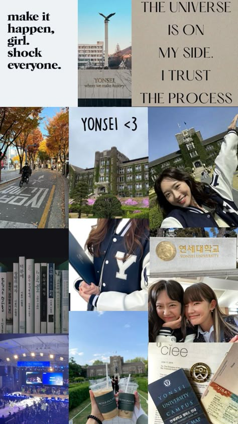 University Inspiration, Yonsei University, Seoul Korea Travel, College Vision Board, Korea University, Dream Collage, Med School Motivation, Cute Stationary School Supplies, Dream Motivation