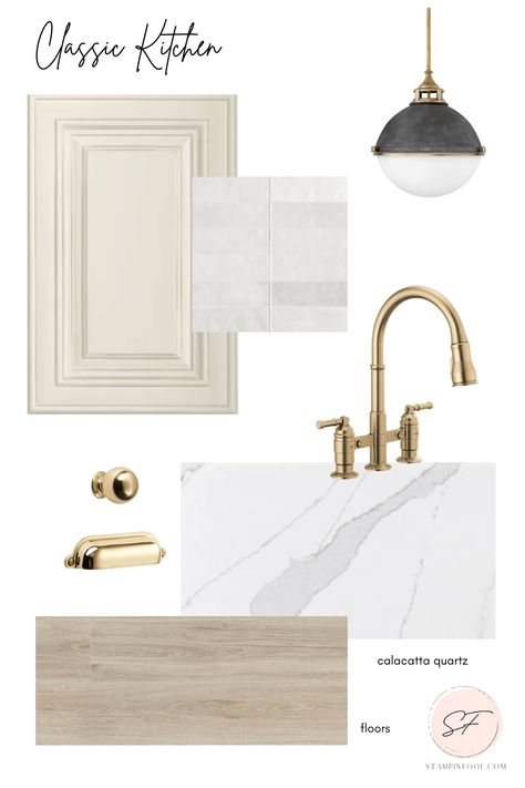 Timeless Kitchen Cabinets, Modern Classic Kitchen, Gold Finch, Off White Kitchens, Classic Kitchen Design, Warm Kitchen, Best Kitchen Cabinets, Kitchen Mood Board, 2024 Kitchen