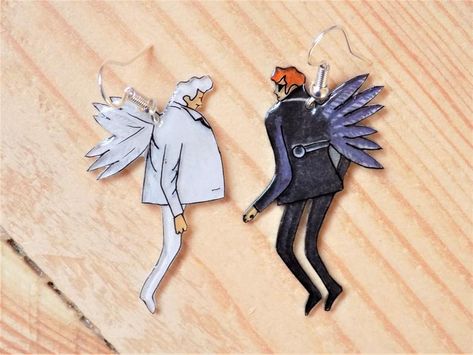 Good Omens Crowley, Crowley And Aziraphale, Aziraphale And Crowley, Good Omens Book, Opening Credits, Good Omens, Shrink Plastic, Angels And Demons, The Angel