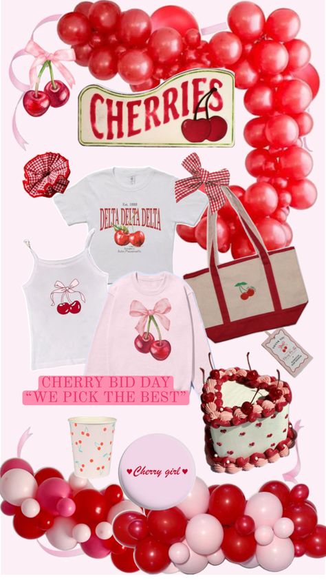 #bidday #greeklife #sorority Cherry Sorority, Super Sweet 16, Sorority Bid Day, Bid Day Themes, College Fits, American Pie, Sweet 16 Parties, Bid Day, Greek Life