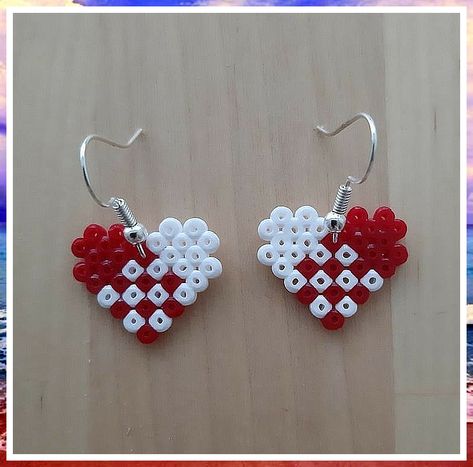 Christmas Earrings - We'll save you hours of searching. Just click to visit and get what you need TODAY! Hama Beads Christmas, Mini Hama Beads, Earrings Hearts, Christmas Perler Beads, Hama Mini, Christmas Heart, Hama Beads Design, Diy Perler Bead Crafts, Hama Beads Patterns