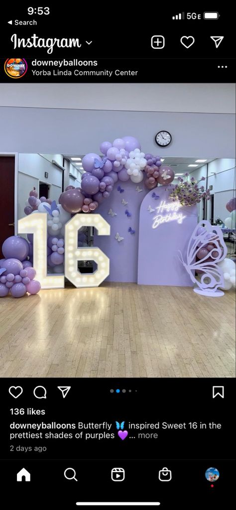 Color Themes For Sweet 16, Purple Xv Ideas, Sweet 16 Lilac Theme, Butterfly Sweet 16 Theme, Sweet 16 Spring Theme Ideas, 15 Decorations Ideas Purple, Sweet 15 Table Decor, Purple And Silver Quinceanera Theme, Lilac Sweet 16 Decorations