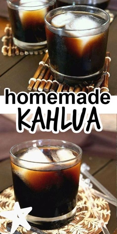 Friday Cocktails, Homemade Liqueur Recipes, Homemade Kahlua, Kahlua Recipes, Coffee Liqueur Recipe, Homemade Baileys, Kahlua Coffee Liqueur, Homemade Alcohol, Homemade Liquor