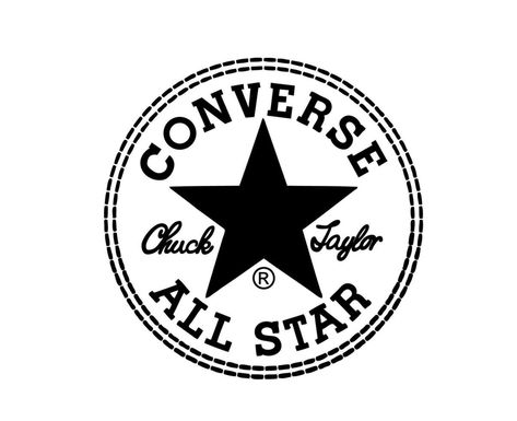 Converse All Star Logo Shoes Brand Black Symbol Design Vector Illustration All Star Logo Design, Converse Logo Wallpapers, All Star Desenho, Converse Logo Art, Converse Symbol, Logo All Star, All Star Tattoo, Converse Drawing, Y2k Symbols