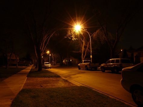 Quiet Street at Night Suburbs At Night, Neighborhood Aesthetic Night, Quiet Night Aesthetic, Quiet Aesthetic, Street At Night, Night Street, Scenery Pictures, Night Vibes, Season Of The Witch