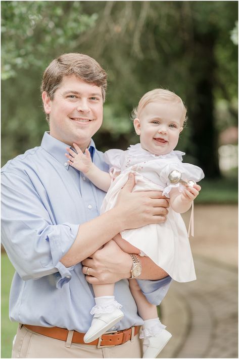 First Birthday Family Photos, Birthday Family Photos, Dad And Baby Girl, First Birthday Portraits, Sweet First Birthday, Birthday Portraits, Heirloom Portraits, Dad And Baby, Heirloom Dresses