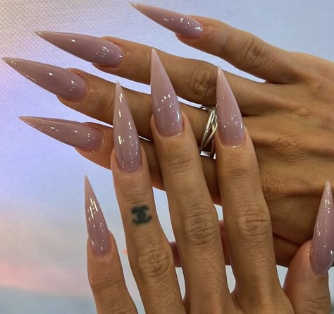 French Almond Long Nails, Russian Nails Shape, Curve Stiletto Nails, Sharp Nails Aesthetic, Sharp Nails Ideas, Neutral Long Nails, French Manicure Stiletto Nails, Xl Almond Nails, Pretty Stiletto Nails