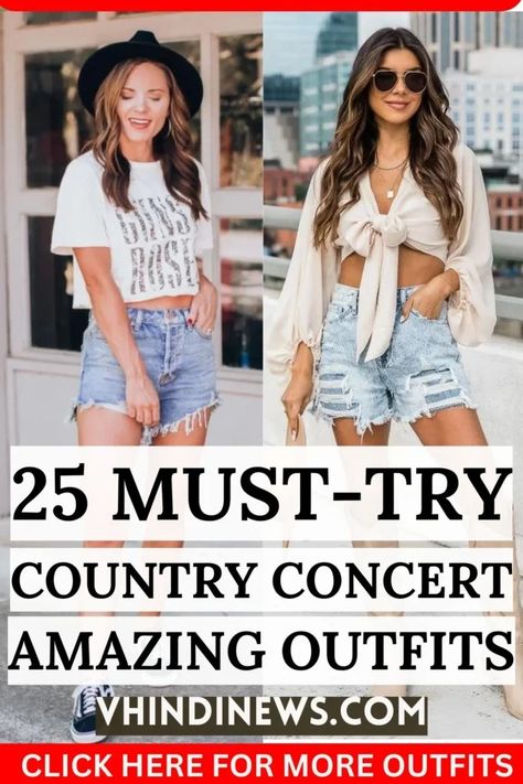 25 Best Country Concert Outfits for Summer: Trendy and Comfortable Looks for the Show 58 Comfy Country Concert Outfit Summer, Country Concert Outfit With Brown Boots, Country Concert Must Haves, Country Concert Outfit Oversized Tee, Daytime Country Concert, Summer Country Concert Outfit, Country Concert Outfits, Chic Romper, Flirty Outfits