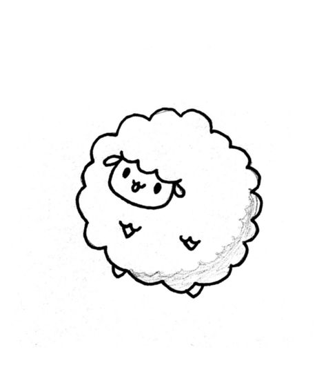 Sheep Doodle Art, Lamb Cute Drawing, Sheep Paintings On Canvas Easy, Easy Lamb Drawing, Sheep Doodle Simple, Easy Sheep Drawings, Sheep Cute Drawing, Cute Sheep Tattoo, Sheep Drawing Simple