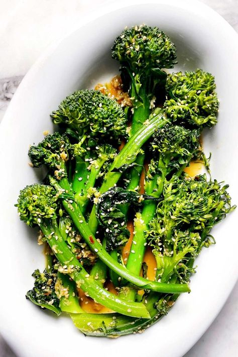 Asian Broccolini Recipe, Broccolini Dinner Recipes, Asian Thanksgiving Dishes, Broccolini Recipe Side Dishes, Brocolini Recipes, Chinese Broccoli Recipe, Asian Broccoli, Broccolini Recipe, Salad Appetizer Cups