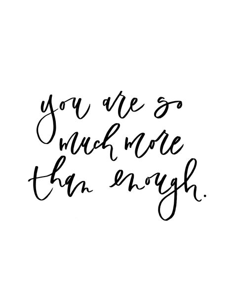 A note to creatives, boss ladies, business owners, ladies who question this too much: You are enough. You are so much more than | Hand Lettering, Hand Lettered, Brush Lettering by Artist, Lauren Heim. | www.laurenheim.com Brush Lettering Tutorial, Brush Lettering Worksheet, Creative Calligraphy, Inspirerende Quotes, Brush Lettering Quotes, Support Quotes, Boss Ladies, Black & White Quotes, Handwritten Quotes