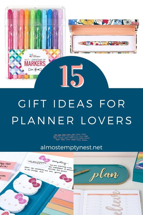 Fun gift ideas for the planner lover on your gift list. Planner supplies make great gifts for any season. Ideas For Planner, Planner Gift Ideas, 15 Gift Ideas, Planner Themes, Fun Gift Ideas, Annual Planner, List Planner, Planner Gift, Empty Nest