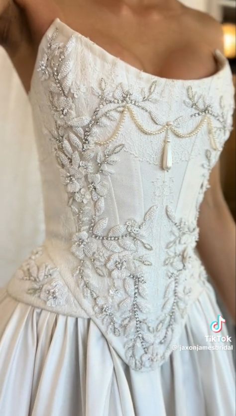 Romani Wedding Dress, Corsette Wedding Dress, Wedding Dress Corset Bodice, Wedding Dress Fairytale, Kim Kassas, Wedding Dress Beading, Corset Wedding Dresses, Fairytale Wedding Dress, Unwritten Rules