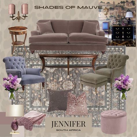 Mauve and lilac elegant and timeless living room Pink Glam Living Room, Purple And Grey Living Room, Grey And Purple Living Room, Plum Living Room, Lilac Living Room, Mauve Living Room, Modern Victorian Living Room, Lavender Living Room, Purple Living Room Ideas