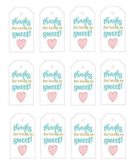 Thanks For Being So Sweet Printable Tag, Thank You For Being So Sweet, Teacher Thank You Notes, Free Teacher Appreciation Printables, Teacher Appreciation Diy, Teacher Quotes Inspirational, Teacher Appreciation Printables, Teacher Gift Tags, Teacher Appreciation Gifts Diy