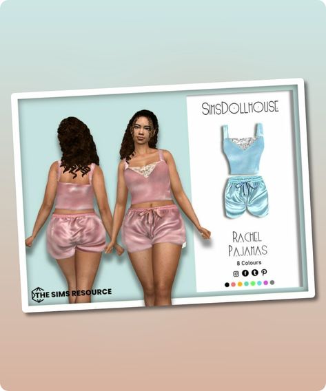 Sims 4 Clothing CC: Rachel Pajamas By Simsdollhouse Sims 4 Cc Sleepwear, Sims 4 Pajamas Cc, Cc Clothing, Vs Pajamas, Post Prom, Pajamas Silk, Ross Dresses, Sims 4 Cc Download, Sims 4 Teen