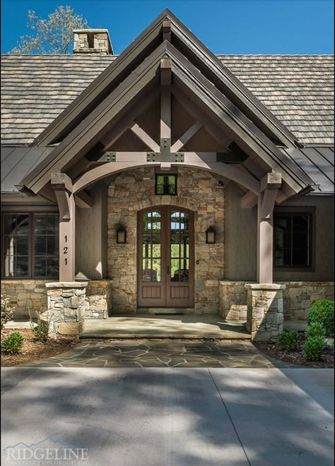 Veranda Design, Mountain Home Exterior, Lake Houses Exterior, Lake Keowee, Front Porch Design, Mountain House Plans, Lake House Plans, Front Entrance, Porch Design