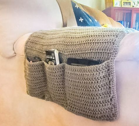 Sofa Organizer, Armchair Caddy, Remote Holder, Remote Organizer, Armchair Organizer, Armrest, Crocheted Remote Control Caddy, Entertainment http://etsy.me/2hPiFy6 Crochet Caddy, Sofa Organizer, Chair Pockets, Remote Caddy, Crochet Hook Holder, Crochet Organizer, Crochet Best, Crochet Storage, Confection Au Crochet