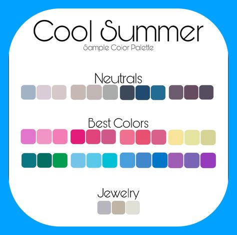 Color Analysis Summer, Cool Summer Palette, Cool Winter Color Palette, Soft Summer Palette, Dark Summer, Soft Summer Colors, Color Combos Outfit, Winter Color Palette, True Winter