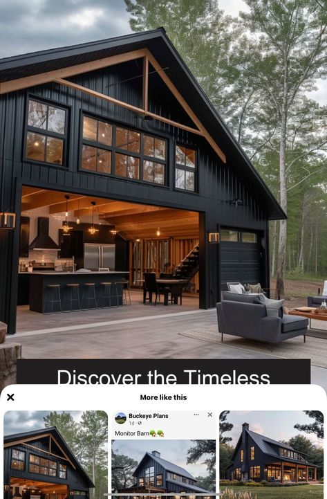 Modern Industrial Barndominium, Black And Copper Barndominium, Commercial Barndominium, Barniminium Homes Modern, Budget Floor Plans, Barn Dominium Houses, Barn Style Homes, Barnodium Homes, Barndominium Homes