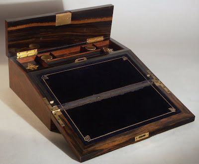 Parvum Opus: Anatomy of a Well-Dressed Desk, Part 2: Stationery Boxes and Letter Sorters Victorian Writing, Letter Sorter, Writing Slope, Antique Wooden Boxes, Antique Writing Desk, Neo Gothic, Campaign Furniture, Letter Rack, Antique Keys