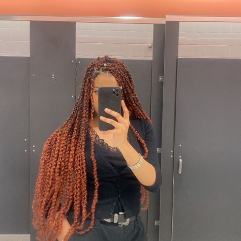 color 350 passion twist #hairinspo #aesthetichair #passiontwist #redpassiontwist #minipassiontwists #trendyhair #protectivestyles #blackgirlhair 350 Color Passion Twist, 350 Passion Twist, Two Color Passion Twist, Burnt Orange Passion Twist, Passion Twist Ginger Color, Auburn Passion Twists, Passion Twists Color 350, Ginger Passion Twists Black Women, Long Passion Twists Hairstyle With Color