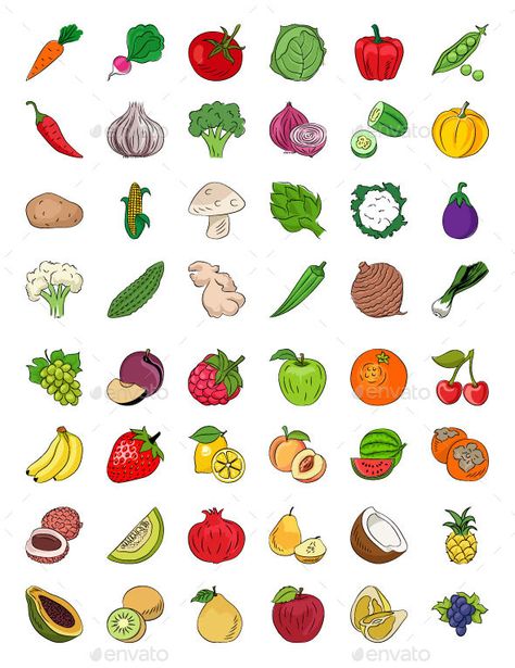 Fruits And Vegetables Drawing, Vegetables Sketch, Vegetable Shapes, Fruit And Veggies Printable, Doodle Fruits And Veggies, Vegetable Clipart Free Printable, Vegetable Colouring Picture, Preschool Cubbies, Vegetable Stickers