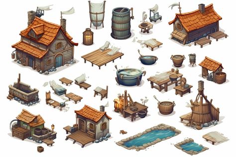 Pierrick Chevallier | IA в X: «🎮If you want to do #isometric 3D renders for your games in #midjourney , I've got the prompt that does the job well. "Asset sheet, game design, [Your environnement] elements, isolate on white background, isometric, hyper-realistic, unreal engine" #3DIsometric https://t.co/db8pkbyKZf» / X Isometric Assets, Isometric Medieval, Medieval Background, American Barn, Design Games, 3d Environment, Game Environment, Casual Game, Unreal Engine