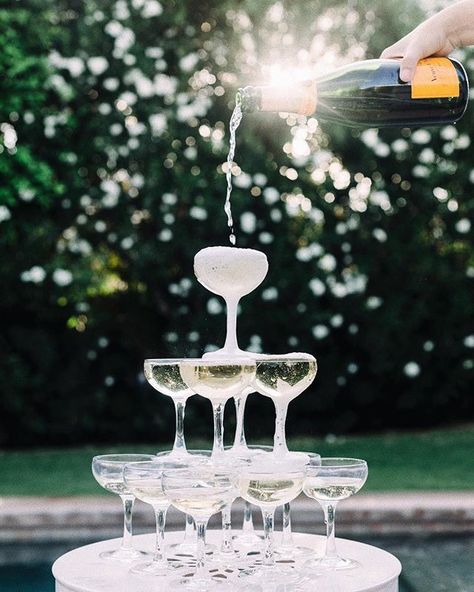 Small Champagne Tower, Champagne Tower Wedding, Cheap Champagne, Secret Garden Parties, Keep Your Eyes Open, Champagne Tower, Birthday Inspo, Mini Champagne, Modern Minimalist Wedding