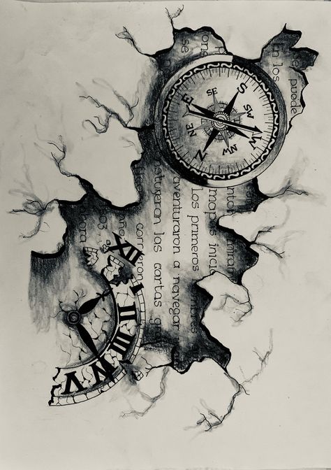 Keep the rhythm of life with a clock tattoo. Clock Drawings, Compass Tattoo Design, Clock Tattoo Design, Brush Art, Clock Tattoo, Meaningful Drawings, Clock Art, Tattoo Art Drawings, Pencil Art Drawings