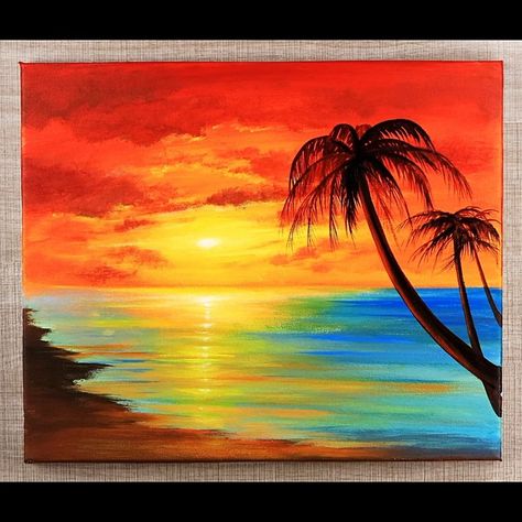 Colorfull Sunset Acrylic Painting | artist, art, work of art, art of painting | Colorfull Sunset Acrylic Painting #art #artist #artwork #acrylic #painting #paintingartwork #acrylicpainting #eldrawingarts #sunset | By El Drawing Arts Vibrant Sunset Painting, Sunset Painting Palm Trees, Sunset Palm Tree Painting, Ocean Sunset Painting, Sunset With Palm Trees Painting, Dramatic Sunset Painting, Seascape Quilts, Sunset Acrylic Painting, Drawing Arts