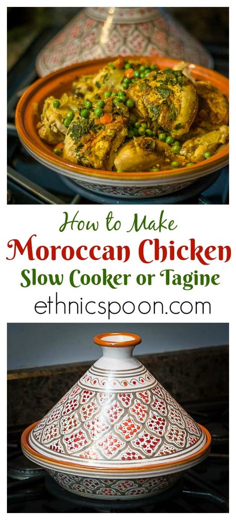 Moroccan Chicken Tagine, Moroccan Tagine Recipes, Arabisk Mad, Tagine Cooking, Chicken Slow Cooker, Chicken Tagine, Moroccan Cooking, Moroccan Dishes, Tagine Recipes