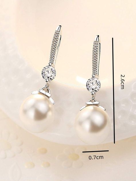 Silver Pearl Drop Earrings, Feminine Earrings, Daily Jewelry, Pearl Earring, Free Earrings, Cz Pendant, Trendy Earrings, Hanging Earrings, Pearl Earrings Dangle